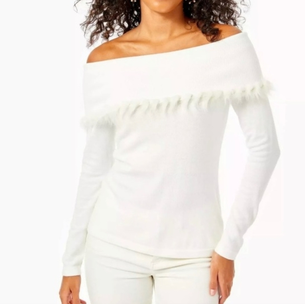 Lilly Pulitzer Alira Off The Shoulder Sweater Coconut